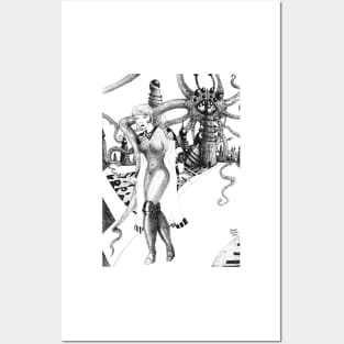 Futuristic Woman [Pencil version] Fantasy Figure Illustration Posters and Art